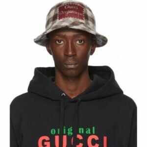 Gucci White and Brown Wool Gucci Orgasmique Bucket Hat | AlmaBagz