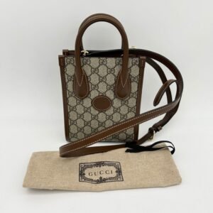 GUCCI Mini Bag With Interlocking G, Beige, GG Canvas 24120201 | AlmaBagz