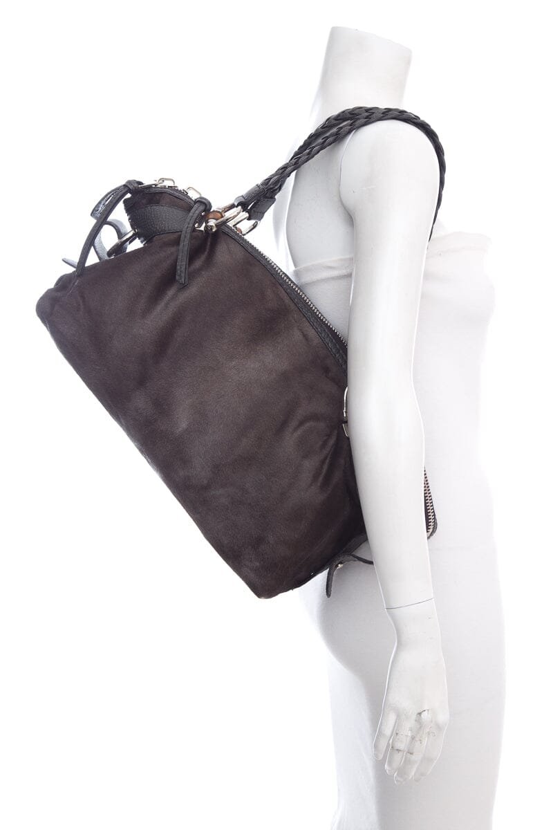 Gucci Dark Brown Pony Hair Tote | AlmaBagz