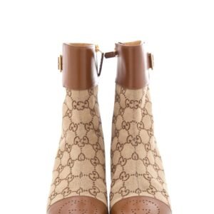 Gucci GG Canvas Brown Leather Ankle Boots SZ 39 | AlmaBagz