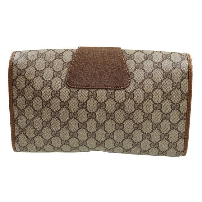 Gucci Accessory Collection Brown Guccissima Print XL Clutch w Red & Green Stripe | AlmaBagz - Image 7