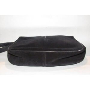 Gucci Vintage Shoulder Black Suede And Leather With Gold Chain Accents Hobo Bag | AlmaBagz