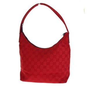 Gucci Newer Large G Logo Print In Red On Canvas With Navy Leather Heavy Fabric | AlmaBagz