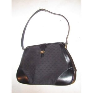 Gucci Vintage Satchelsdesigner Purses Black Small G Logo Print Canvas And Black Leather Satchel | AlmaBagz