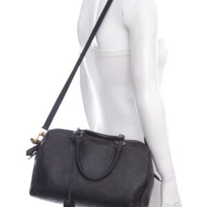 Louis Vuitton Black Monogram Speedy Bandouliere Handbag | AlmaBagz