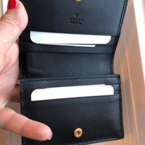 Gucci Web Stripe Card Case in Black Suede | AlmaBagz