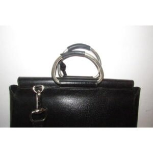 Gucci W Bamboo Line Two Removable Strap Black Leatherchrome Satchel | AlmaBagz