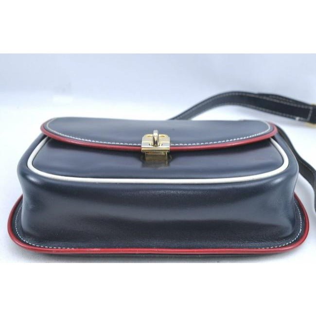 Gucci Handle Bucket Bag Padlock Xl W Gold Navy W Redwhite Trim Leather Satchel | AlmaBagz