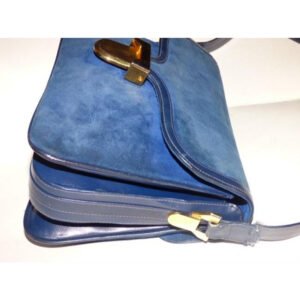 Gucci Vintage Deep Blue Suede And Leather Shoulder Bag | AlmaBagz