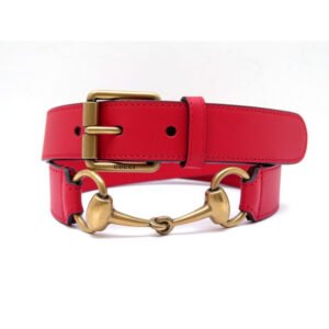 Gucci Leather Belt with Horse-bit Detail in Bright Red | AlmaBagz