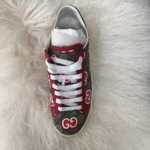 Gucci Ace Sneaker with GG Apple Print in Beige | AlmaBagz