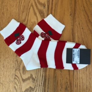 Gucci Red and White Striped Knitted Ankle Socks with Cherries | AlmaBagz