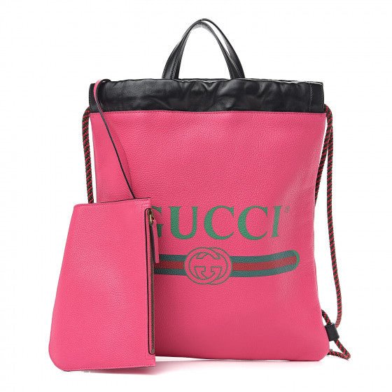 Gucci 2018 Leather Drawstring Backpack in Pink with Pouch | AlmaBagz - Image 15