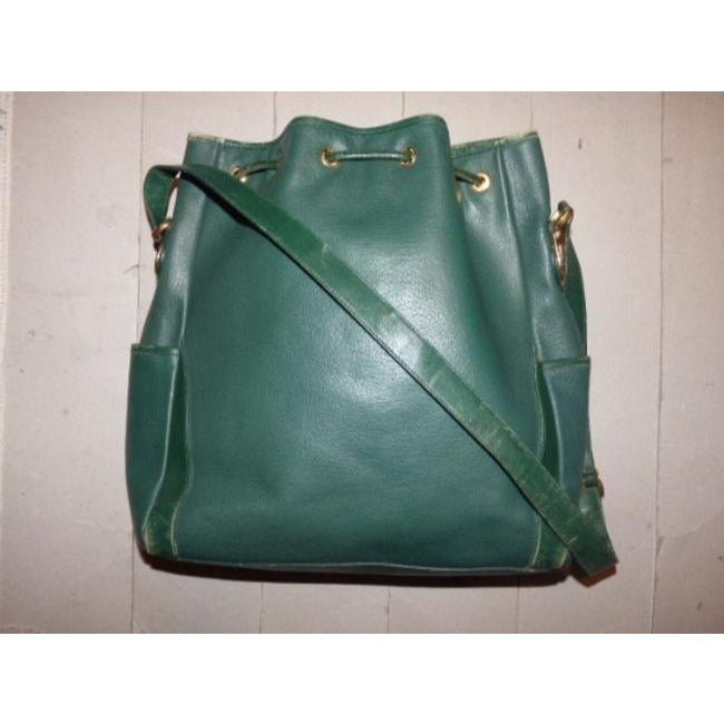 Gucci Horsebit Bucket Bag Xl Drawstring Accents Green W Gold Horseshoes Leather Satchel | AlmaBagz