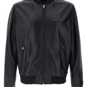 Gucci Men Leather Bomber Jacket | AlmaBagz