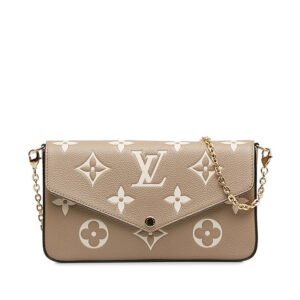 Louis Vuitton Monogram Implant Poschet Felice Chain  M82480 Étope Grey Leather  Louis Vuitton | AlmaBagz