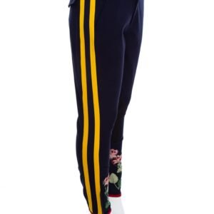 Gucci Navy Equestrian Riding Pants with Floral Embroidery SZ 42 | AlmaBagz