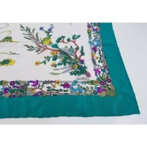 Gucci Multi Color Floral Print XL Silk Scarf | AlmaBagz