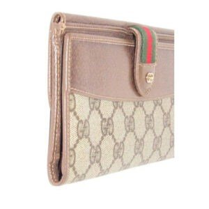 Gucci Brown G Printed Green Stripe Xl W Collection Continental Sherry Wallet | AlmaBagz