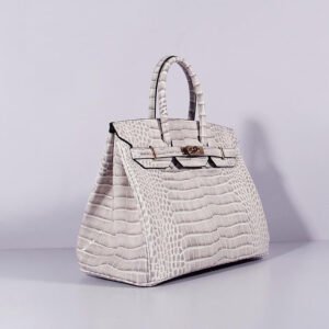 Hermes Birkin 35cm Crocodile Leather Handbag Himalaya Gold | AlmaBagz