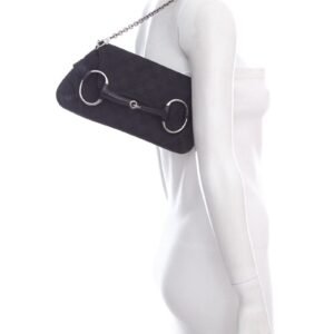 Gucci Black Canvas Monogram Horsebit Handbag | AlmaBagz