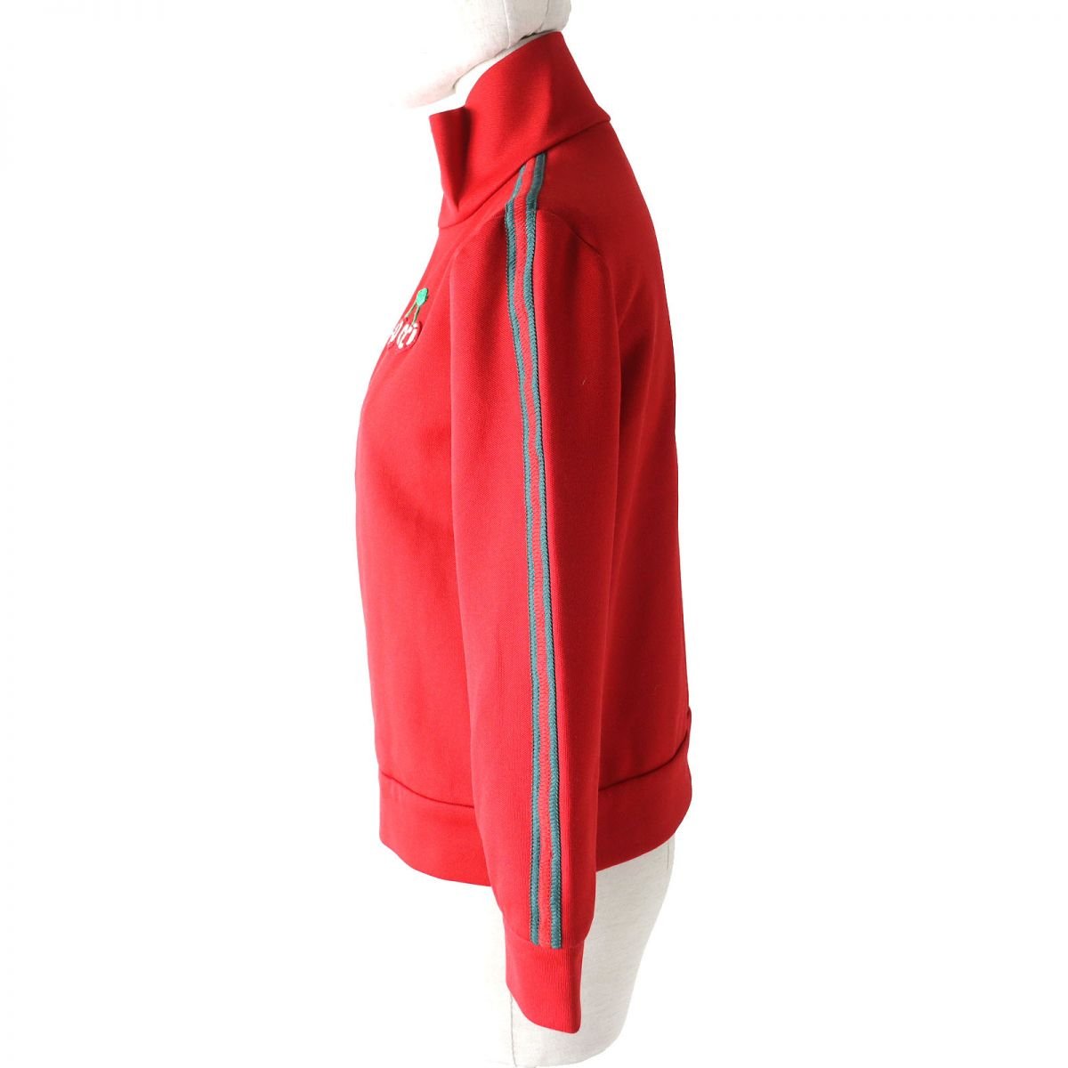GUCCI Track jacket Outer: 51% polyester, Outer: 49% cotton, Part: 97% cotton, Part: 3% polyester, Part: 50% acrylic Red x green Women XS Used | AlmaBagz