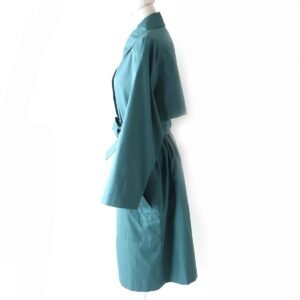 HERMES trench coat Main: 100% cotton, Lining: 64% cotton, Lining: 33% rayon, Lining: 3% polyurethane, Part: 100% cotton Green type Women 42 Used | AlmaBagz