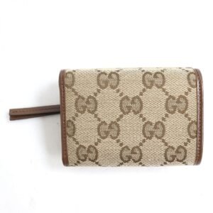 GUCCI Tri-fold wallet Main: Canvas, Part: Leather Beige x brown mens Used | AlmaBagz
