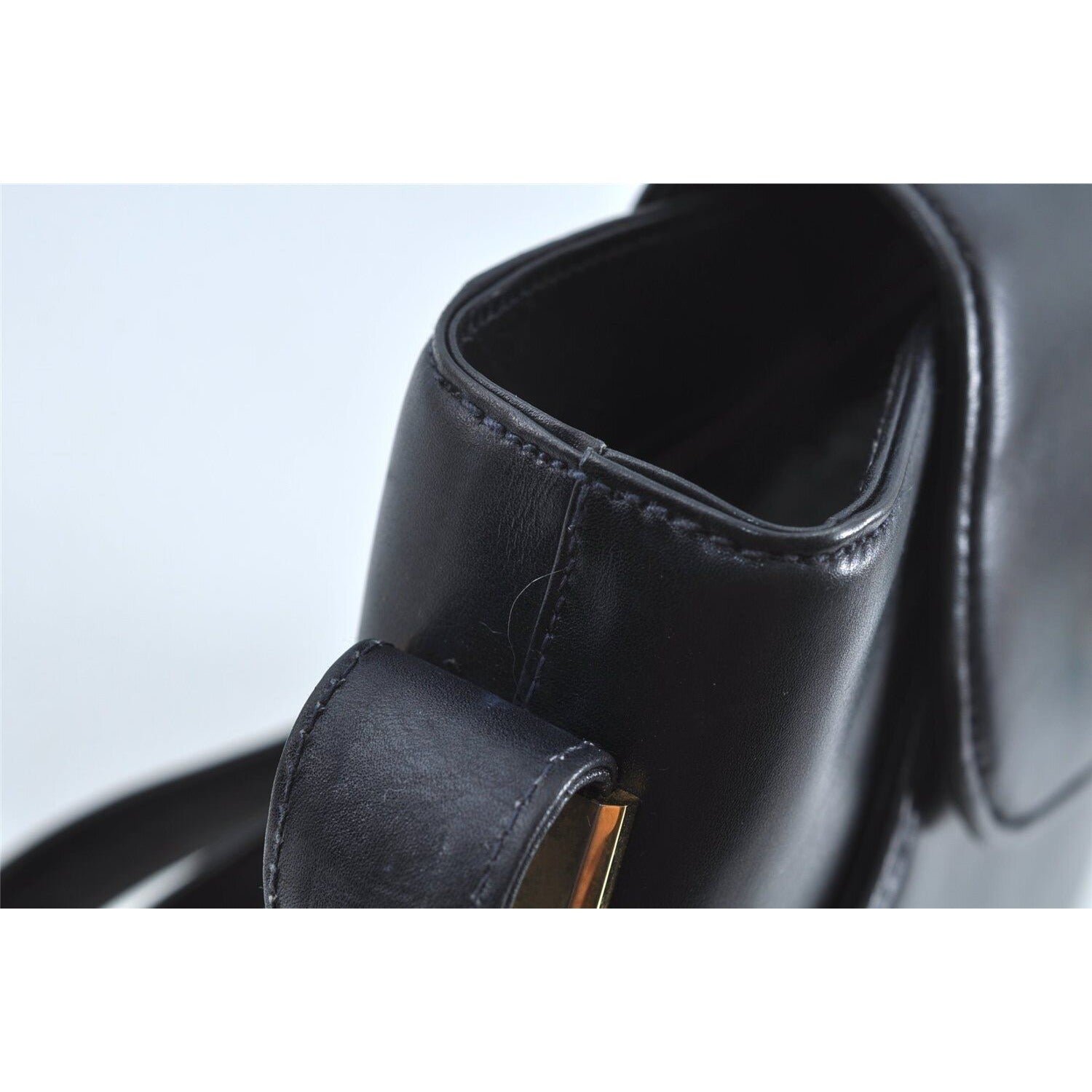 Gucci 1973 navy leather roomy handbag with a gold GG snap | AlmaBagz - Image 4