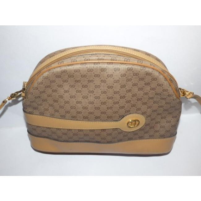 Gucci Vintage Shades Of Brown Leather Coated Canvas Cross Body Bag | AlmaBagz