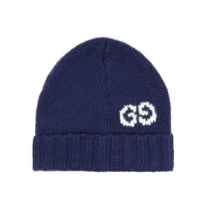 Gucci GG Logo Wool Beanie Hat in Midnight Blue | AlmaBagz