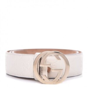 Gucci Interlocking GG Leather Belt In Mystic White | AlmaBagz