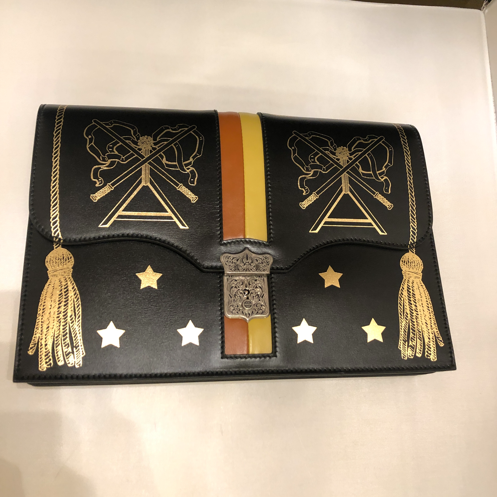 Gucci Hand Painted Padlock Cutch in Black | AlmaBagz