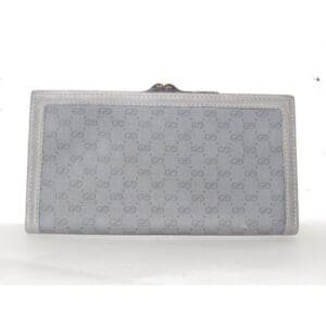 Gucci Black Small G Logo Print On Grey Coated Canvas And Grey Leather Vintage Wallet | AlmaBagz