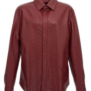 Gucci Men 'Gg' Leather Overshirt | AlmaBagz