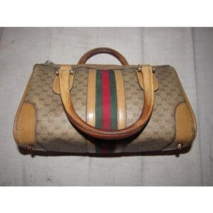Gucci Boston Vintage Shades Of Brown With Wide Red Green Stripe Leather | AlmaBagz