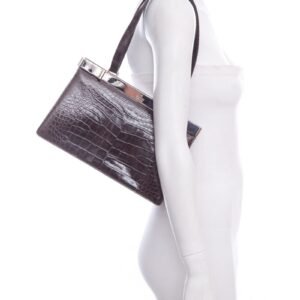 Gucci Brown Crocodile Tom Ford Era Top Handle Handbag | AlmaBagz