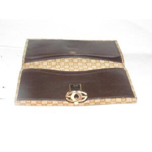 Gucci Brown Square G Logo Print Suede And Brown Leather Vintage Wallet | AlmaBagz