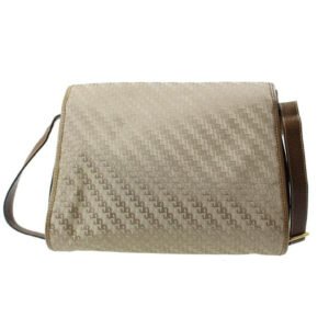 Gucci Vintage Dark Khaki Square G Logo Print Canvas And Camel Leather Cross Body | AlmaBagz