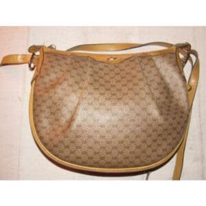 Gucci Sukey Vintage Brown Small G Logo Print Coated Canvas And Camel Leather | AlmaBagz