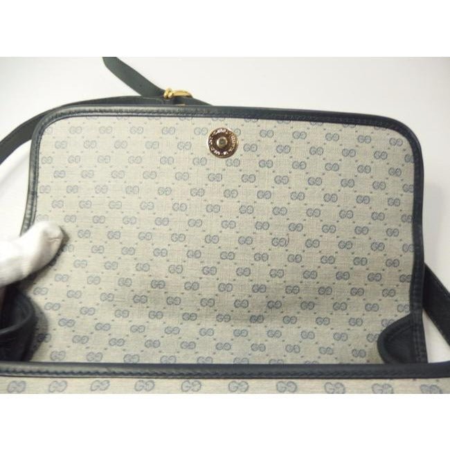 Gucci Vintage Blue And Gg Leather Cross Body Bag | AlmaBagz