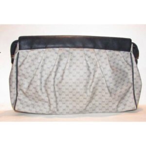 Gucci Vintage Blue Micro Guccissima Print Coated Canvas And Navy Leather Clutch | AlmaBagz