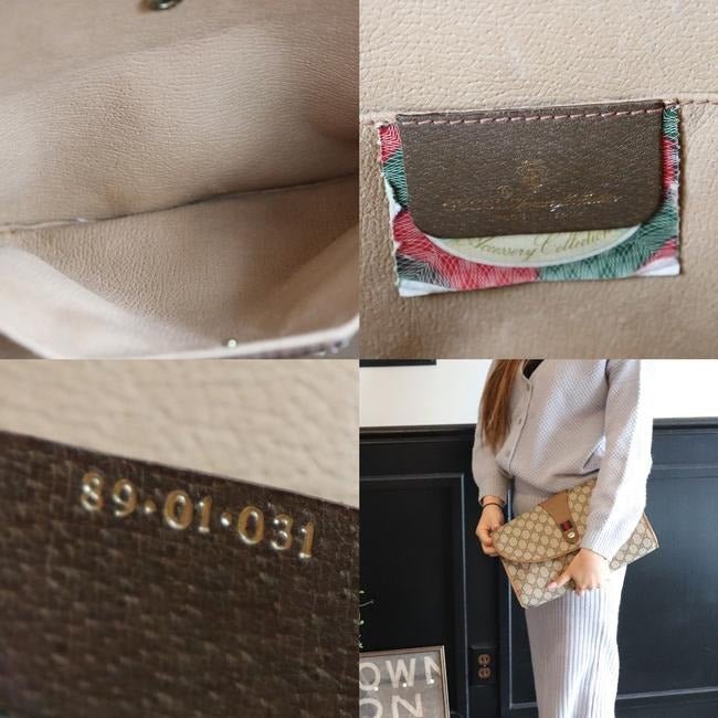 Gucci Accessory Collection Brown Guccissima Print XL Clutch w Red & Green Stripe | AlmaBagz - Image 5