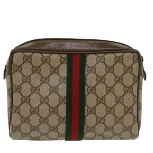 GUCCI GG Canvas Web Sherry Line Clutch Bag Beige Red 2201012 ep1227 | AlmaBagz