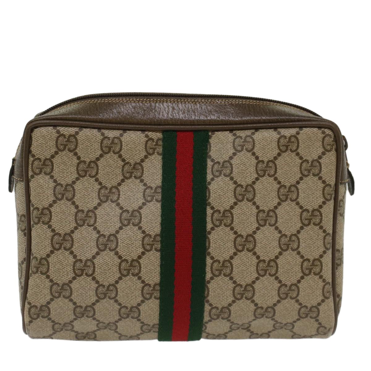 GUCCI GG Canvas Web Sherry Line Clutch Bag Beige Red 2201012 ep1227 | AlmaBagz