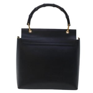 GUCCI Bamboo Shoulder Bag Leather Black  ep1264 | AlmaBagz