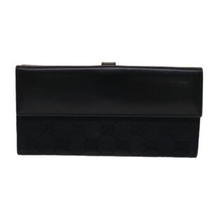 Gucci GG Canvas Jackie Long Wallet Leather Black  ep953 | AlmaBagz