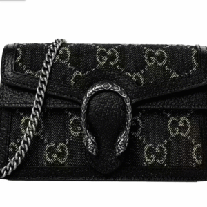 Gucci Dionysus Black GG Denim Super Mini Crossbody Clutch Bag | AlmaBagz