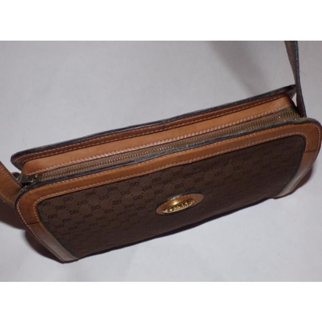 Gucci Vintage Camel Leather Brown Small G Logo Print Cross Body | AlmaBagz