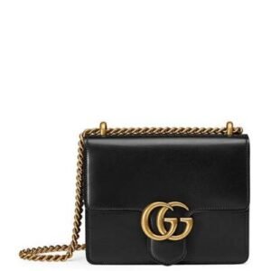 Gucci GG Marmont Leather Shoulder Bag Hearts Black | AlmaBagz